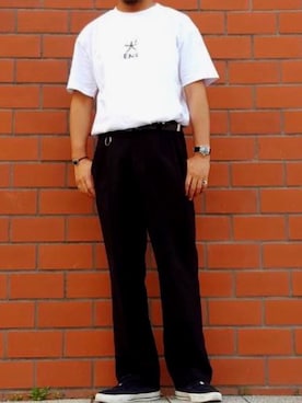 「BEAMS SURF SK8（ビームスサーフアンドスケート）のアイテム（Tシャツ/カットソー、ホワイト系）」を使った、Takahiro。さん（メンズ・175cm）の春コーディネート