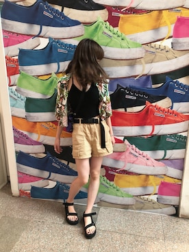 「Teva（テバ）のTeva / プラットフォーム ユニバーサル（サンダル）」を使った、EMILYさん（レディース・162cm）の夏コーディネート