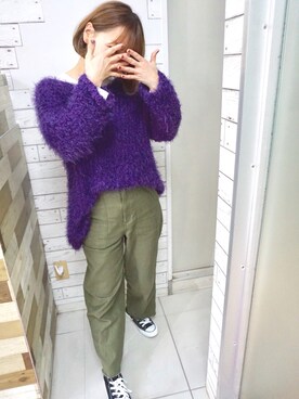 「LOWRYS FARM（ローリーズファーム）のアイテム（カーゴパンツ、グリーン系）」を使った、takeyanさん（レディース・160cm）の冬コーディネート