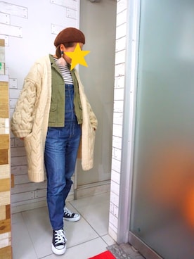 「BEAMS（ビームス）のアイテム（サロペット/オーバーオール）」を使った、takeyanさん（レディース・160cm）の冬コーディネート