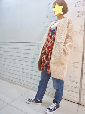 「BEAMS（ビームス）のアイテム（サロペット/オーバーオール）」を使った、takeyanさん（レディース・160cm）の冬コーディネート