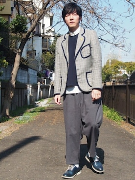 テーラードジャケットを使った パイピング のメンズ人気ファッションコーディネート Wear