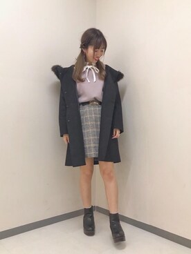 「ボウタイ」｜「アイテム（スウェット）」を使った、マジェスティックレゴンソラリアプラザ店スタッフさん（レディース・163cm）の秋コーディネート