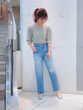 「透かし柄」｜「アイテム（バレエシューズ）」を使った、マジェスティックレゴンソラリアプラザ店スタッフさん（レディース・163cm）の春コーディネート