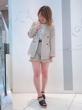 「スカラップ」｜「アイテム（ジャケット/アウター）」を使った、マジェスティックレゴンソラリアプラザ店スタッフさん（レディース・160cm）の春コーディネート