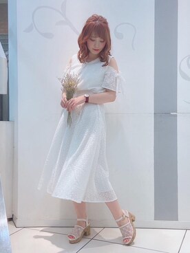 「コットンレース」｜マジェスティックレゴンソラリアプラザ店スタッフさん（レディース・157cm）の夏コーディネート