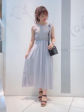 「マキシ丈ワンピ」｜マジェスティックレゴンソラリアプラザ店スタッフさん（レディース・163cm）の夏コーディネート