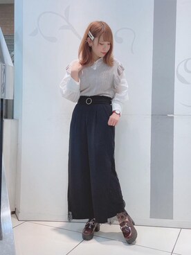 「スカラップ」｜「アイテム（ローファー）」を使った、マジェスティックレゴンソラリアプラザ店スタッフさん（レディース・157cm）の夏コーディネート