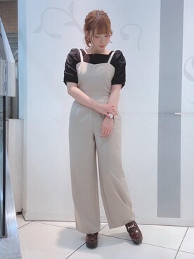 「マジェスティックレゴン天神ソラリアプラザ店」｜「アイテム（オールインワン・サロペット）」を使った、マジェスティックレゴンソラリアプラザ店スタッフさん（レディース・157cm）の夏コーディネート
