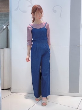 「ラメ」｜「アイテム（オールインワン・サロペット）」を使った、マジェスティックレゴンソラリアプラザ店スタッフさん（レディース・155cm）の夏コーディネート
