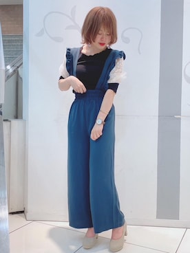 「マジェスティックレゴン天神ソラリアプラザ店」｜「アイテム（オールインワン・サロペット）」を使った、マジェスティックレゴンソラリアプラザ店スタッフさん（レディース・160cm）の夏コーディネート