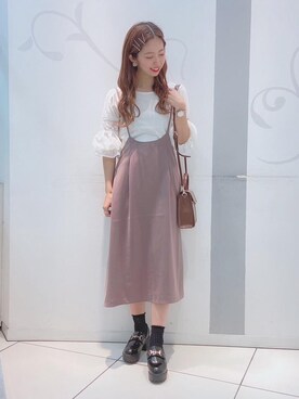 「サス付スカート」｜マジェスティックレゴンソラリアプラザ店スタッフさん（レディース・163cm）の秋コーディネート