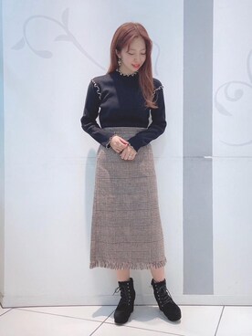 「メロウニット」｜マジェスティックレゴンソラリアプラザ店スタッフさん（レディース・163cm）の秋コーディネート