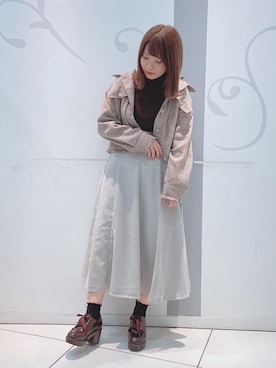 「フレア」｜「アイテム（その他アウター）」を使った、マジェスティックレゴンソラリアプラザ店スタッフさん（レディース・157cm）の秋コーディネート