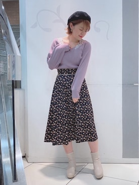 「ベレー」｜マジェスティックレゴンソラリアプラザ店スタッフさん（レディース・160cm）の秋コーディネート