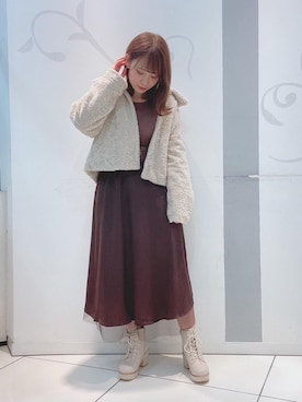「マジェスティックレゴン天神ソラリアプラザ店」｜「アイテム（その他アウター）」を使った、マジェスティックレゴンソラリアプラザ店スタッフさん（レディース・157cm）の秋コーディネート