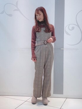 「フレア」｜「アイテム（オールインワン・サロペット）」を使った、マジェスティックレゴンソラリアプラザ店スタッフさん（レディース・155cm）の秋コーディネート