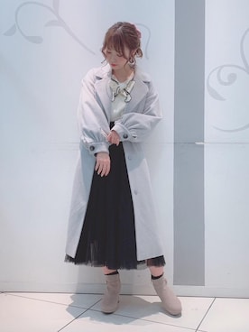 「ボウタイ」｜「アイテム（その他アウター）」を使った、マジェスティックレゴンソラリアプラザ店スタッフさん（レディース・157cm）の秋コーディネート