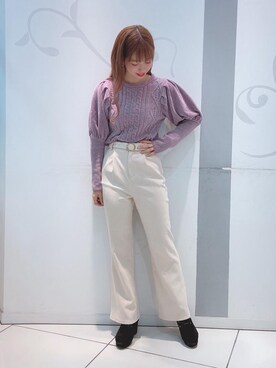 「パワショルニット」｜マジェスティックレゴンソラリアプラザ店スタッフさん（レディース・163cm）の秋コーディネート