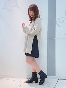 「ロングニット」｜「アイテム（ワンピース/ドレス）」を使った、マジェスティックレゴンソラリアプラザ店スタッフさん（レディース・157cm）の冬コーディネート