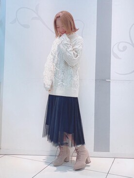 「タートル」｜「アイテム（ブーツ）」を使った、マジェスティックレゴンソラリアプラザ店スタッフさん（レディース・160cm）の冬コーディネート