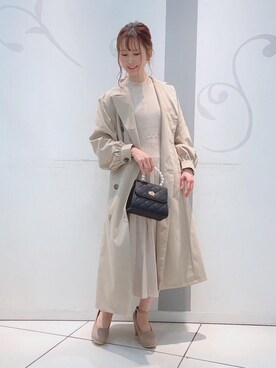 「プリーツ」｜「アイテム（トレンチコート）」を使った、マジェスティックレゴンソラリアプラザ店スタッフさん（レディース・155cm）の冬コーディネート