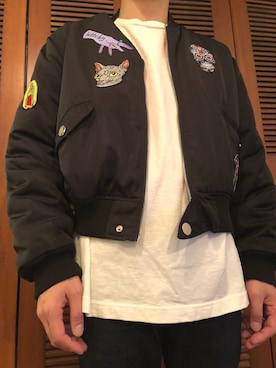 「unrelaxing（アンリラクシング）のアイテム（MA-1）」を使った、FAC51さん（メンズ・170cm）の春コーディネート