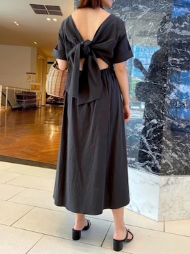 「HALIN（ハリン）のアイテム（かごバッグ）」を使った、nano・universe ららぽーと豊洲 Womensさん（レディース・160cm）の夏コーディネート