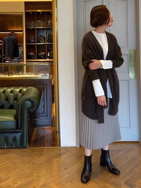 「フェイクレザースカート」｜nano・universe ららぽーと豊洲 Womensさん（レディース・160cm）の秋コーディネート