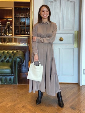 「NANO universe（ナノユニバース）のアイテム（シャツワンピース）」を使った、nano・universe ららぽーと豊洲 Womensさん（レディース・162cm）の秋コーディネート