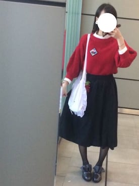 「フリルトート」｜「アイテム（ワンピース/ドレス）」を使った、なるさん（レディース・163cm）の冬コーディネート