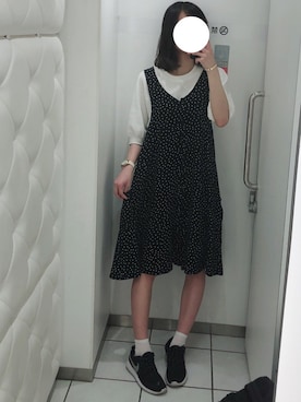 「ドットワンピ」｜「アイテム（アナログ腕時計）」を使った、なるさん（レディース・163cm）の夏コーディネート