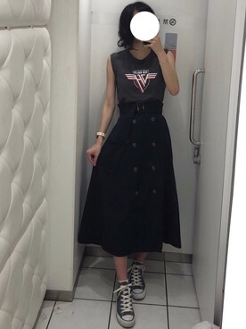 「ロックT」｜「アイテム（ブルゾン）」を使った、なるさん（レディース・163cm）の夏コーディネート