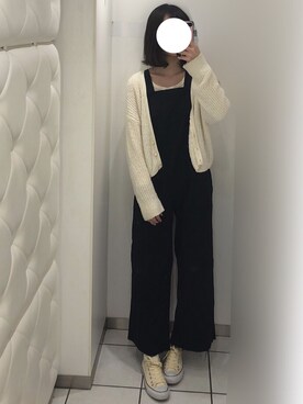 「ゆるニット」｜「アイテム（オールインワン・サロペット）」を使った、なるさん（レディース・163cm）の秋コーディネート