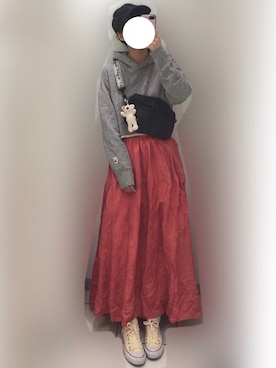 「アイラブCONVERSE」｜「アイテム（スウェット）」を使った、なるさん（レディース・163cm）の冬コーディネート