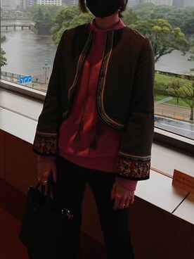 「LILY BROWN（リリーブラウン）のアイテム（ノーカラージャケット）」を使った、なるさん（レディース・163cm）の秋コーディネート