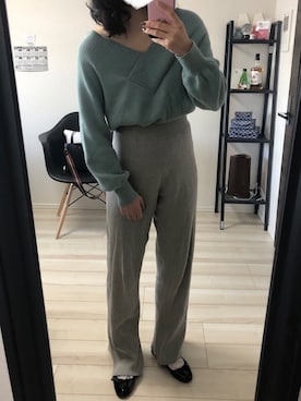 「リブニットパンツ」｜なるさん（レディース・163cm）の冬コーディネート