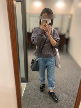 「ハイウエストストレートジーンズ」｜みさきさん（レディース・148cm）の秋コーディネート