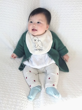 「アイテム（タイツ/ストッキング、ブルー系）」を使った、こっとん✿さん（キッズ・60cm）の春コーディネート