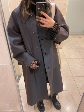 「MAISON SPECIAL（メゾンスペシャル）のアイテム（ステンカラーコート）」を使った、AIさん（レディース・168cm）の冬コーディネート
