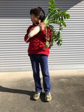 「Familiar （ファミリア）のアイテム（パンツ）」を使った、ゆかりっそさん（キッズ・120cm）の冬コーディネート