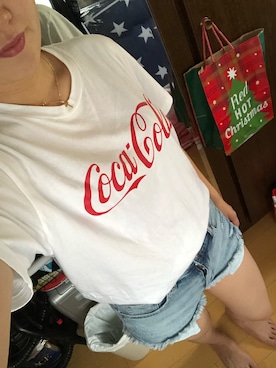 「GU（ジーユー）のアイテム（T Shirts、ホワイト系）」を使った、mayuさん（レディース）の夏コーディネート