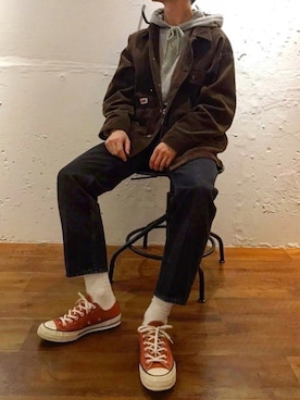 「H&M（エイチ・アンド・エム）のアイテム（パーカー）」を使った、Chiakiさん（メンズ・175cm）の冬コーディネート
