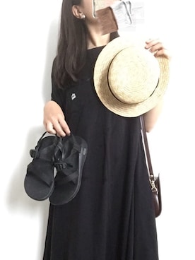 「MERCURYDUO（マーキュリーデュオ）のアイテム（帽子）」を使った、もかさん（レディース・169cm）の夏コーディネート