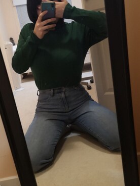 「Bossini（ボッシーニ）のアイテム」を使った、美さん（レディース・165cm）の冬コーディネート