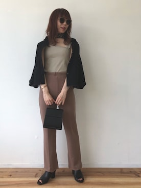 「アイテム（ミリタリージャケット）」を使った、Fumi⑅︎◡̈︎さん（レディース・166cm）の夏コーディネート