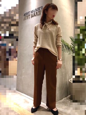 「アイテム（ストール/ショール）」を使った、Fumi⑅︎◡̈︎さん（レディース・166cm）の秋コーディネート