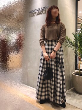 「Aunt Marie's（アントマリーズ）のAUNT MARIE'S Loose over knit（ニット/セーター）」を使った、Fumi⑅︎◡̈︎さん（レディース・166cm）の秋コーディネート