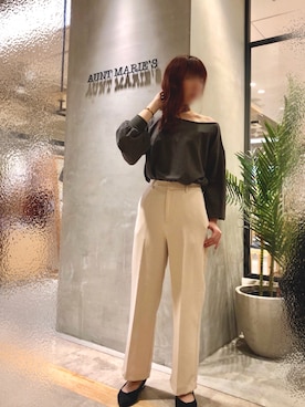 「アイテム（ストール/ショール）」を使った、Fumi⑅︎◡̈︎さん（レディース・166cm）の秋コーディネート