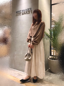 「アイテム（ストール/ショール）」を使った、Fumi⑅︎◡̈︎さん（レディース・166cm）の秋コーディネート